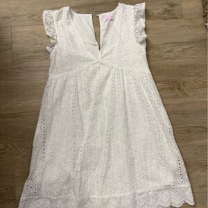 Pink Lily White Eyelet Mini Dress